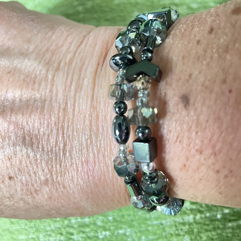Stretch Hematite Beaded Wrap Bracelet - Women's Jewelry